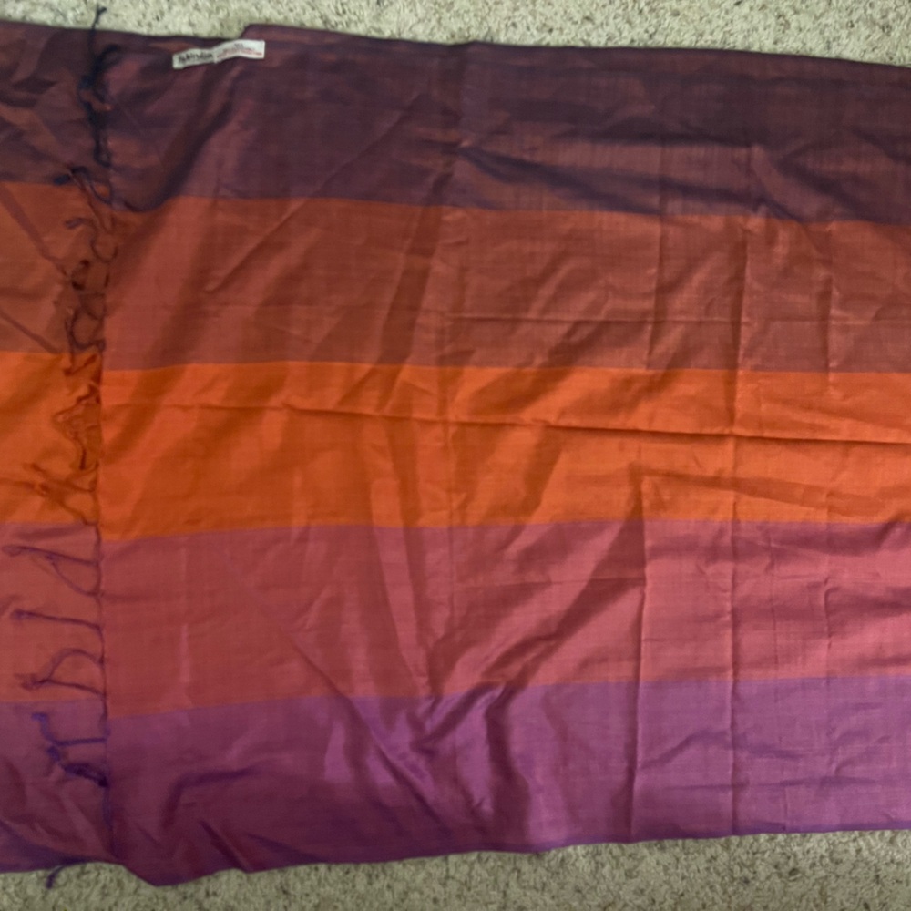 Fabindia Vibrant Orange and Purple Silk Scarf/Shawl